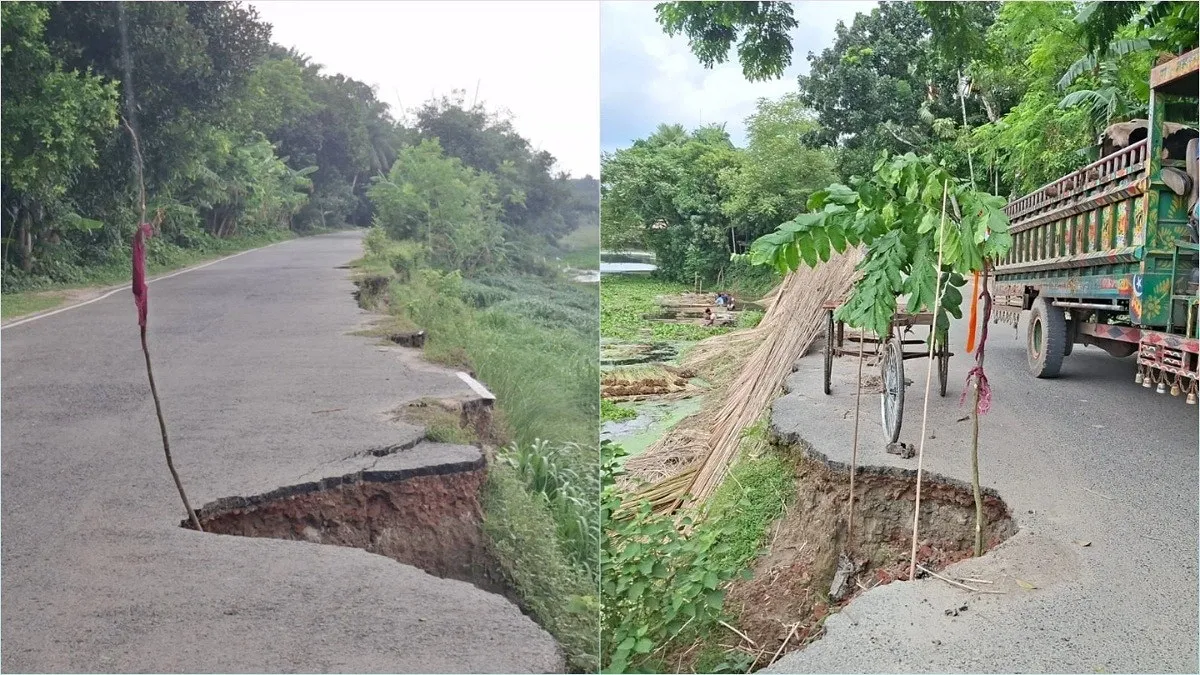 চত্রার ভাঙনে বিপর্যস্ত দুই সড়ক