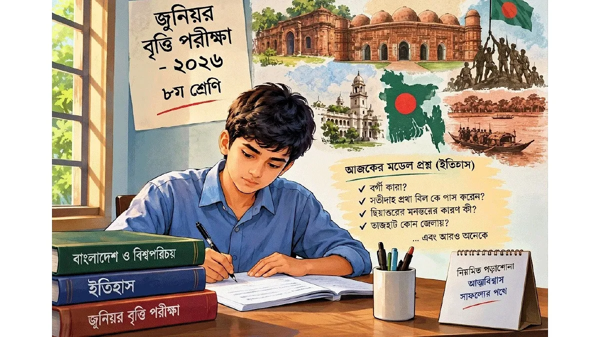 জুনিয়র বৃত্তি পরীক্ষা-২০২৬ ৮ম শ্রেণি [বাংলাদেশ ও বিশ্বপরিচয়]