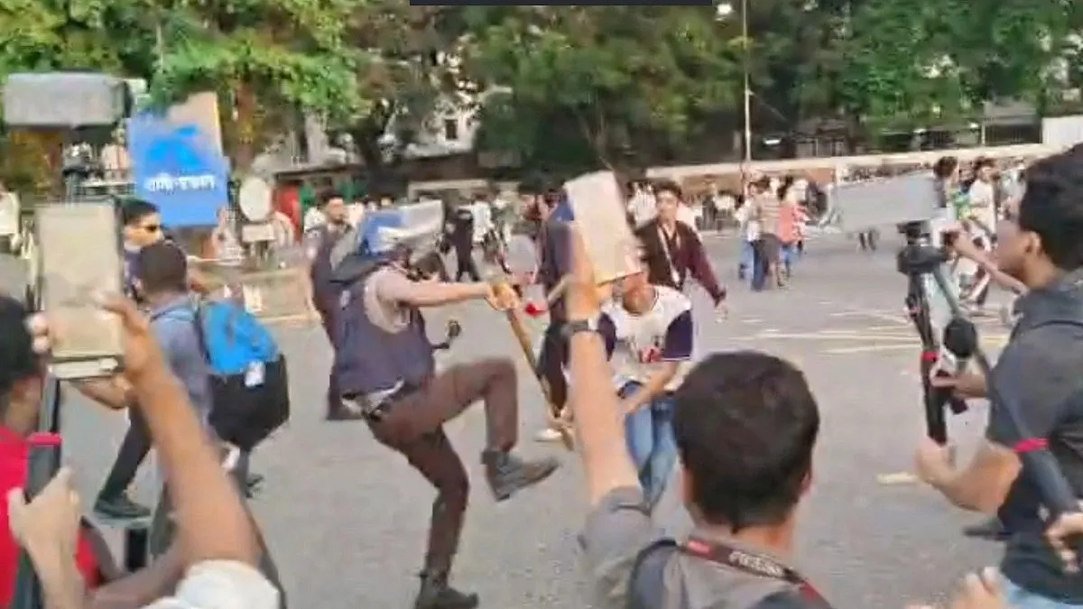 Police Baton-Charge Protesters Outside Parliament