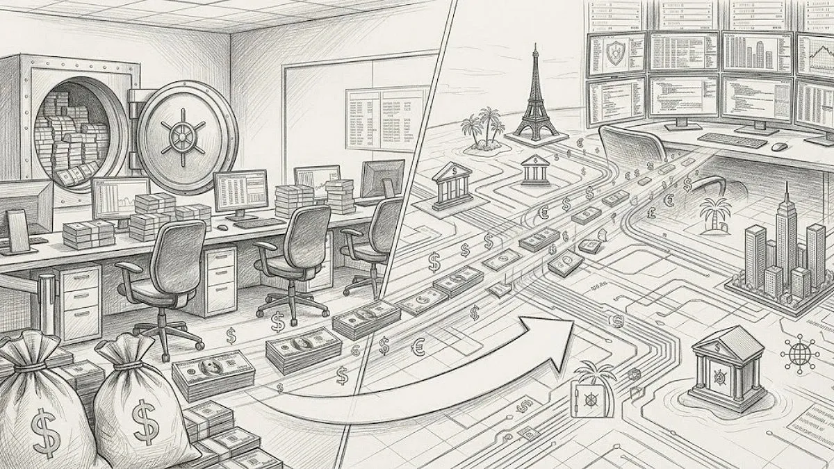 Laundered money moves through multiple countries